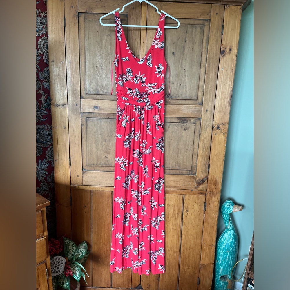 St. Tropez Red Floral Maxi Dress S